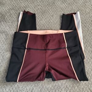 Athleta Burgundy and Black Leggings